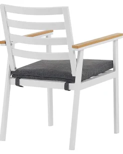 Beliani Valkoinen 4 Kpl Puutarhatuolisetti Tummanharmailla Tyynyilla Cavoli Cheap