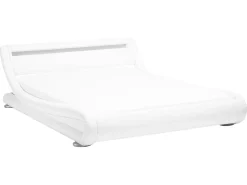 Beliani Vesisanky Keinonahka Led-Valo Valkoinen 160 X 200 Cm Avignon Outlet