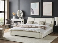 Beliani Vesisanky Nahka Luonnonvalkoinen 180 X 200 Cm Nantes Online