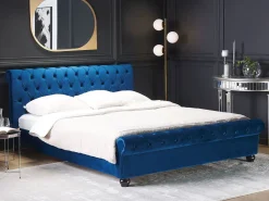 Beliani Vesisanky Sametti Laivastonsininen 180 X 200 Cm Avallon Fashion