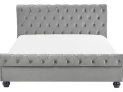 Beliani Vesisanky Sametti Vaaleanharmaa 180 X 200 Cm Avallon Hot