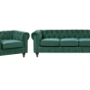 Beliani Vihrea Samettiverhoiltu Sohvaryhma Chesterfield Best
