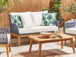 Beliani Vihrea Ulkotyynysetti Peikonlehtikuviolla 45 X 45 Cm 2 Kpl Pouliana New