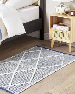 Beliani Viltti Akryyli Valkoinen/Sininen 130 X 170 Cm Kihun Best Sale