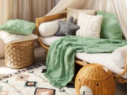 Beliani Viltti Puuvilla Vihrea 125 X 150 Cm Khari Cheap