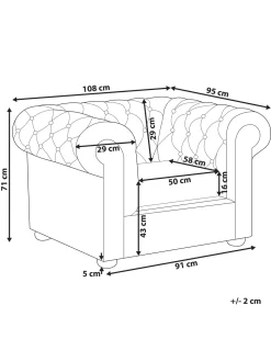 Beliani Violetti Kangasverhoiltu Nojatuoli Tilkkutakkikuviolla Chesterfield New