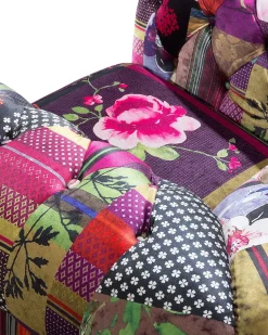 Beliani Violetti Kangasverhoiltu Nojatuoli Tilkkutakkikuviolla Chesterfield New