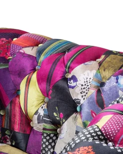 Beliani Violetti Kangasverhoiltu Nojatuoli Tilkkutakkikuviolla Chesterfield New