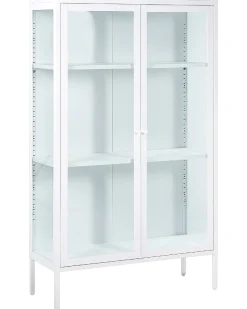 Beliani Vitriinikaappi Teras 2 Ovea 3 Hyllya Valkoinen Nash New