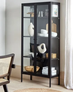Beliani Vitriinikaappi Teras 2 Ovea 4 Hyllya Musta Harty Sale