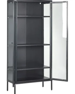 Beliani Vitriinikaappi Teras 2 Ovea 4 Hyllya Musta Harty Sale