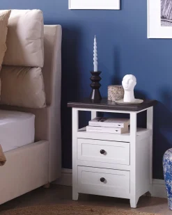 Beliani Yopoyta 2 Laatikkoa Hylly Valkoinen/Ruskea Layola Store