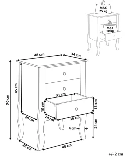 Beliani Yopoyta 3 Laatikkoa Valkoinen Lane Best