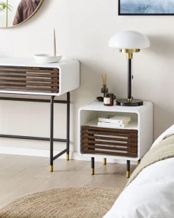 Beliani Yopoyta Kaappi Hylly Valkoinen/Tumma Puu Rifle Clearance