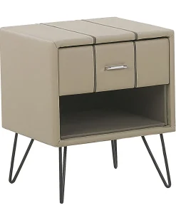 Beliani Yopoyta Keinonahka Laatikko Hylly Beige Betin Cheap