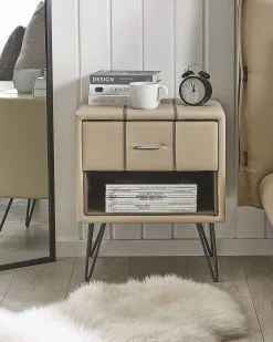 Beliani Yopoyta Keinonahka Laatikko Hylly Beige Betin Cheap