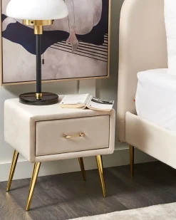 Beliani Yopoyta Sametti Laatikko Vaalea Beige Flayat Store