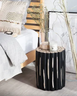 Beliani Yopoyta Tiikki Musta/Vaalea Puu Altata Cheap